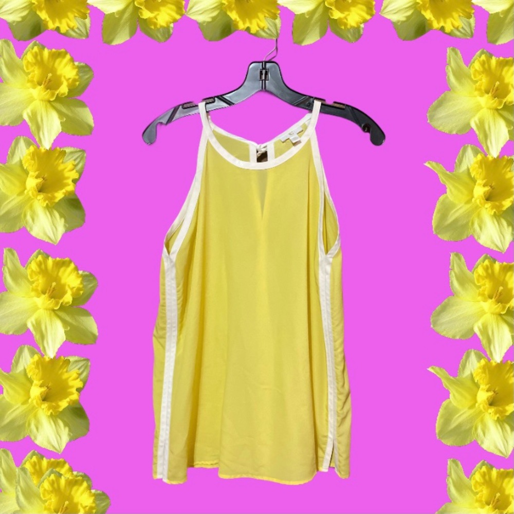 Darling color block chenille yellow and white tank